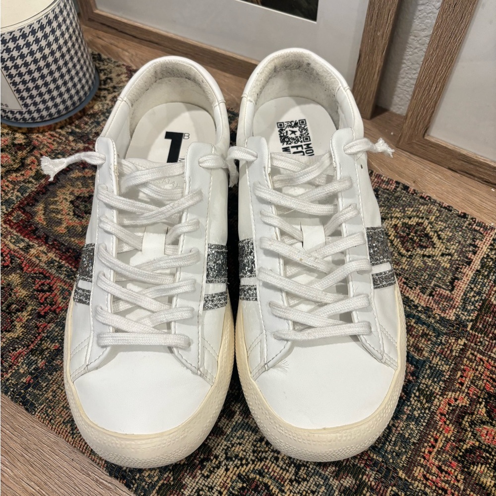 Golden Goose White and Glitter Silver Sneakers - Picture 2 of 8